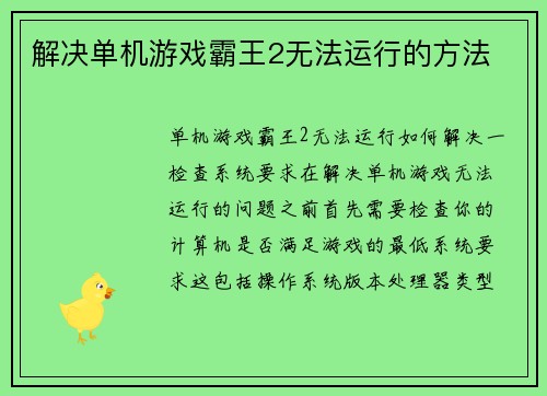解决单机游戏霸王2无法运行的方法